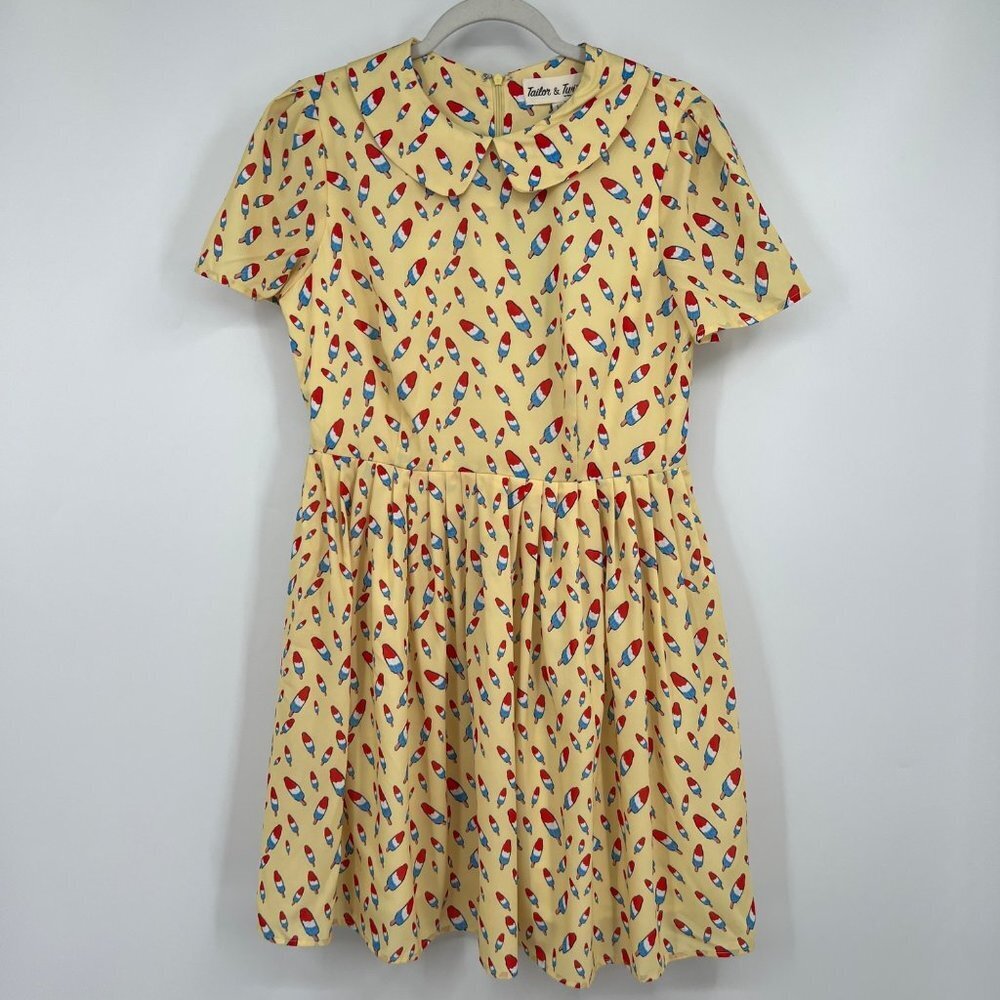 TAILOR & TWIRL Firecracker Bomb Pop all over print print dress woman's size Larg